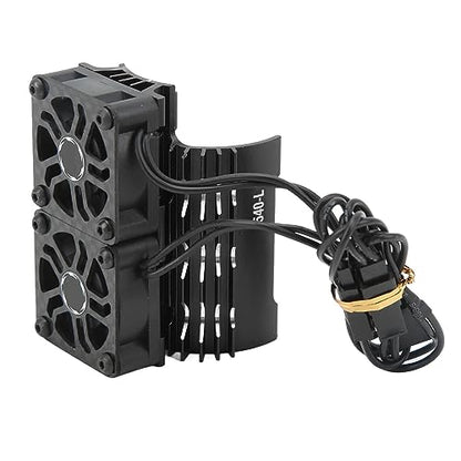 RC Motor Fan Cooling Heatsink, 8.4V 36mm Dual Cooling Fans RC Motor Heatsink Cover 28000RPM for Replacement (Black)