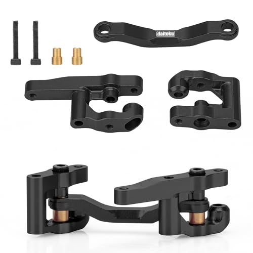 daitoku RC Steering Set Aluminum Upgrade Parts Steering Assembly for 1/18 Arrma Granite Typhon GROM 1/16 Mojave GROM 1/12 Losi Nascar RC Car (Black) - color: Black