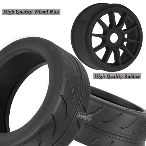 RC Rubber Wheels RC Tires for 1/7 Infraction 6S BLX,1/8 Typhon 6S BLX,Limitless,Highway Wheels Soft Tires Truck Tire Highway Tires,4PCS Black - color: Black(4pcs)