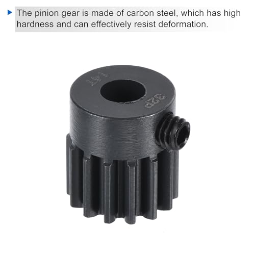 MECCANIXITY RC 32P Hardened Pinion Gear 5mm Shaft 14T Motor Gears Carbon Steel for RC Car Boat Drone - style: 14T
