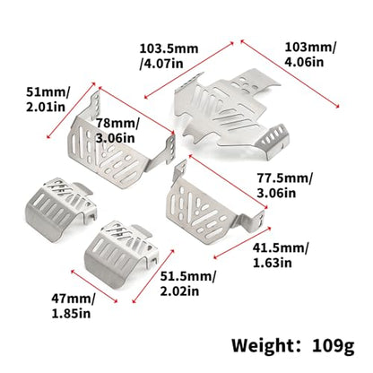 RC Chassis Armor Set, Stainless Steel Chassis Armor Protector Skid Plate Guard Plate Replacemet for Traxxas TRX4 1/10 RC Crawler