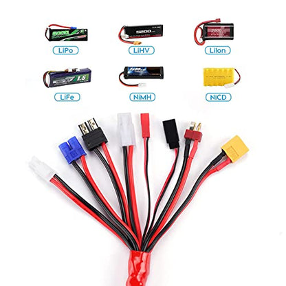 RC Connector 8 in 1 Octopus Convert Cable to 4.0mm Banana Plug Lead Cable | With TRX, T-Plug, Futaba, Tamiya Mini, XT60, EC3, JST, Tamiya, for RC Lipo Battery Charger