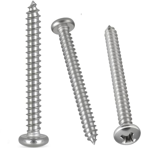 #10 x 1-1/4" Pan Head Wood Screws, Phillips Drive,304 Stainless Steel,120 Pack - size: #10 x 1-1/4"