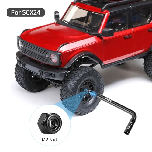 HobbyPark 2 in 1 H4 H5 L Hex Nut Driver with M2 M2.5 Locknuts for TRX4M High Trail Axial SCX24 FCX24 FCX18 Crawler Beadlocks Wheels Rims Nuts