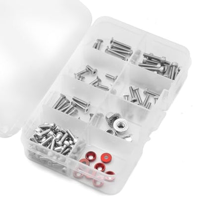 Metal Screws Set for Arrma 1/18 RC Car Granite/Typhon/Mojave Grom,RC Screw Kit,Steel Hex Screws Nuts Fastener,Replacement Repair Tools Box