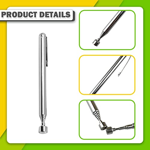 Keadic 5Pcs Stainless Steel Magnetic Tray Holder Set Includes Square & Round Magnetic Parts Tray and Magnetic Telescoping Pick-Up Tool for Screws Nuts Tool Organization