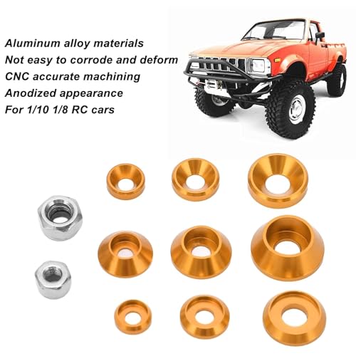 HERCHR Aluminum Alloy Cone Cup Head Screw Gasket Washer Counterbore Washers Gaskets Cup Shim Conical Washer Shim - color: gold