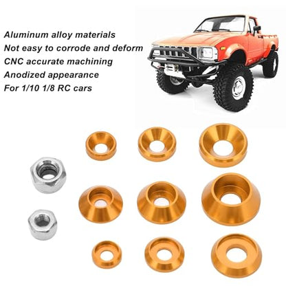 HERCHR Aluminum Alloy Cone Cup Head Screw Gasket Washer Counterbore Washers Gaskets Cup Shim Conical Washer Shim - color: gold