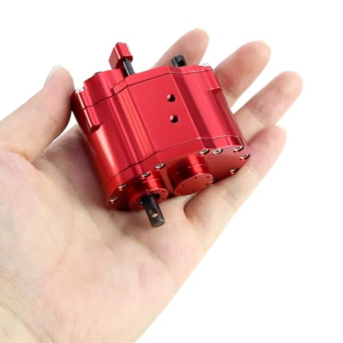 2-Speed 48P Transfer Case Transmission Gearbox with Steel Gears Ratio 1.8:1/0.7:1 for 1/10 RC Crawler Axial SCX10 90046 D90 (Black) - color: Black