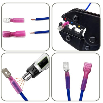 280Pcs Heat Shrink Spade Connector, Male and Female Spade Terminals Kit, Crimp Terminal Connectors, Quick Disconnect Connectors, Automotive Electrical Wire Connectors Kit (22-10 Gauge) - size: 280pcs-spade connector