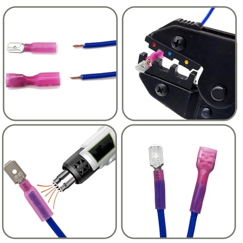280Pcs Heat Shrink Spade Connector, Male and Female Spade Terminals Kit | Twippo Crimp Terminal Connectors, Waterproof Automotive Electrical Wire Splice Connectors Kit for Marine Truck (22-10 Gauge) - size: 280pcs-spade connector