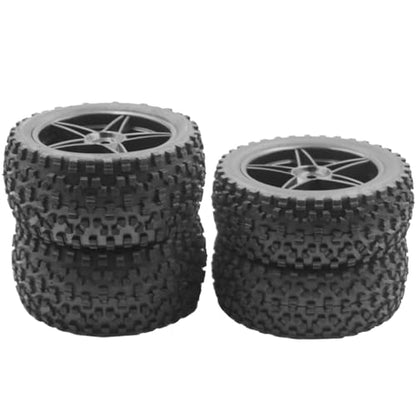 4Pack ShareGoo 12mm Hex Wheel 5 Spoke Rims High Grip Rubber Tires Front Rear Tyres with Sponge 88mm/3.46" for 1/10 RC Off-Road Buggy