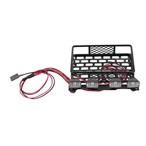 Rc Roof Rack Luggage, Rc Roof Rack, Small Size Roof Rack Luggage With LED Rc Roof Luggage Carrier Rc Crawler Accessories for SCX10 1/10 RC Car (4 White)