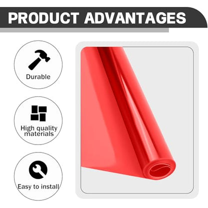 Car Lamp Film 12 X 48inch Cuttable and Stretchability, Non-Marking Self-Adhesive Decals Car Decor, Car Headlight Taillight Fog Lamp Packaging Protective Film, Red - color: Red
