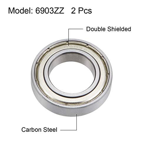 uxcell 6903ZZ Deep Groove Ball Bearings Z2 17mm x 30mm x 7mm Double Shielded Carbon Steel 2pcs - size: 17mmx30mmx7mm