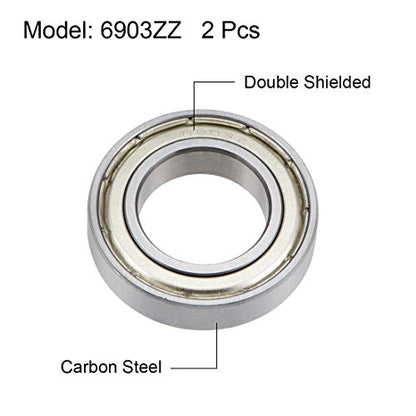 uxcell 6903ZZ Deep Groove Ball Bearings Z2 17mm x 30mm x 7mm Double Shielded Carbon Steel 2pcs - size: 17mmx30mmx7mm