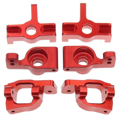6PCS Metal Front Steering Cup&C seat&Rear Wheel hub Compatible with WLtoys Compatible with WLtoys 1/14 144010 144001 144002 1/12 124016 124017 124018 124019 RC Car Upgrade Parts (Red) - color: Red