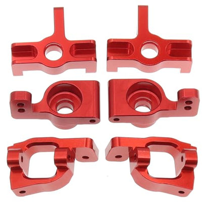 6PCS Metal Front Steering Cup&C seat&Rear Wheel hub Compatible with WLtoys Compatible with WLtoys 1/14 144010 144001 144002 1/12 124016 124017 124018 124019 RC Car Upgrade Parts (Red) - color: Red
