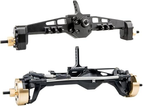 Rhino Capra Metal Complete Front Rear Portal Axle Set for 1/10 RC Crawler Car Axial SCX10 I SCX10 II Redcat GEN8 RGT EX86100 (Black Color) - color: Black Color