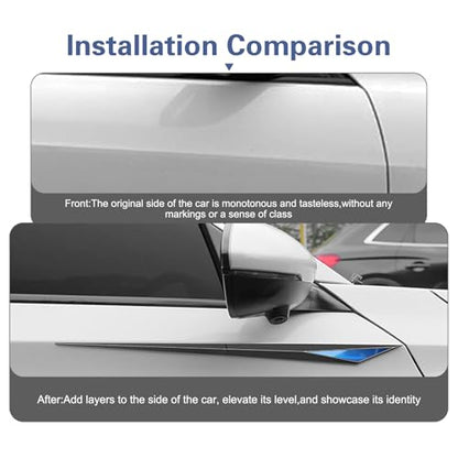 2 PCS Car Side Doors Blade Emblem Stickers, 3D Fashion Blade Style Car Fender Side Decal, Self-Adhesive Body Engine Hood Decal, Universal for Cars, Trucks, SUVs (Blue) - color: Blue