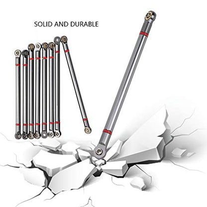 8Pcs Aluminum Alloy Chassis Link Rod for 1/10 Scale SCX10, 313mm Wheelbase, Remote Control Crawler Car, Superior Material Upgrade, Compatible with 4-Link Front and Rear Axle