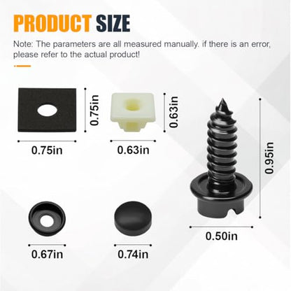 Rustproof Car License Plate Screw Kit, Stainless Steel Anti-Theft Anti-Rattle License Plate Frames Cover Fasteners, Universal Auto Self-Tapping Mounting Bolts for Car/Truck/SUV (8Sets) - size: 8Sets