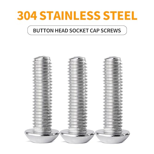 M5 x 20mm 25mm 30mm 35mm 40mm Button Head Socket Cap Screws Bolts, Stainless Steel 304, Metric Allen Hex Drive, Fully Threaded, Bright Finish, 50PCS - size: Button Head M5x20/25/30/35/40mm