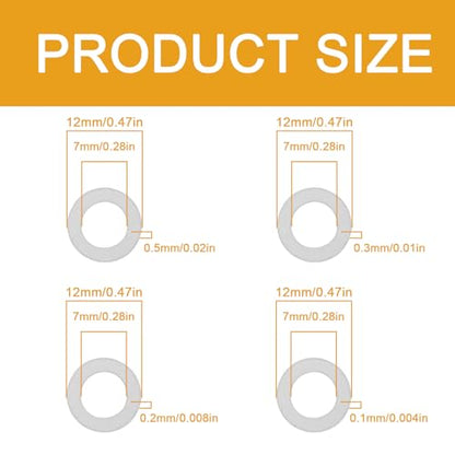 M7x12mm Shim Set for Mechanical Maintenance, 48pcs 304 Stainless Steel | 0.1, 0.2, 0.3 and 0.5mm, 12 pcs each, thin spacers for M7 bolts, electronics, mechanical maintenance and component spacing - size: M7X12