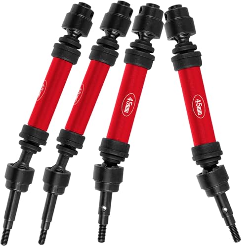 Drive Shaft Axles Upgrades Part for 1/10 4WD Slash/Rustler/Stampede/Jat0 4X4(BL-2s)(VXL),F0rd F15O,RC Front & Rear Steel DriveShaft CVD w/Hex Hops Up,#9051#9052,Red - color: Red - (4pcs Driveshafts)