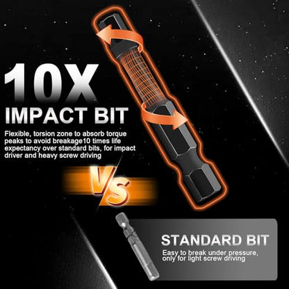 20PCS Hex Bit Set, Impact Allen Wrench Drill Bit Set (Metric&SAE) | 1/4”Hex-Shank S2 Alloy Steel Key Drill Bit Set with Magnetism, CNC Machined Tips, 2" Long with Storage Box