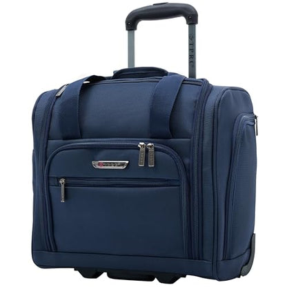 TPRC 15" Smart Underseat Carry-On Luggage with USB Charging Port, Navy Blue - color: Navy Blue