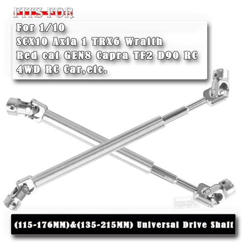 Drive Shaft 115-176MM &135-215MM Upgrades Part for 1/10 Axia l SCX10 SCX10 II 90046 SCX10 III AXI03007 TRX4 D90 RC Crawler,Universal Driveshaft,Steel Full Metal Axles,2PCS,Silver - style: silver/115-176mm&135-215mm