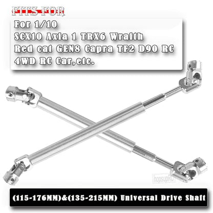 Drive Shaft 115-176MM &135-215MM Upgrades Part for 1/10 Axia l SCX10 SCX10 II 90046 SCX10 III AXI03007 TRX4 D90 RC Crawler,Universal Driveshaft,Steel Full Metal Axles,2PCS,Silver - style: silver/115-176mm&135-215mm