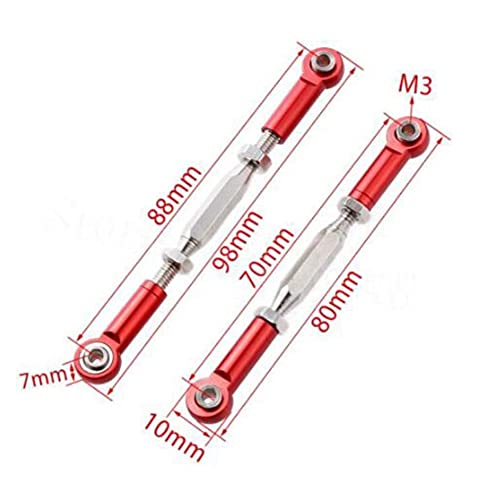 Aluminum Turnbuckles Camber Link Rod Ends Sets for 1/10 Slash 2WD 4X4/Hoss 2WD 4X4/Rustler 2WD 4X4/Stampede 2WD 4X4 Upgrade Parts RC Truck 7pcs/Set(Red)