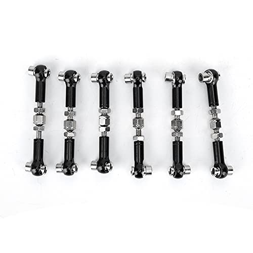 6 Pcs Adjustable Servo Links Tie Rod Set High Precision Aluminum Alloy RC Car Accessories for 1/10 1/12 Buggy Touring Drift Cars Red Purple Black Dark Blue Light Blue (Black) - color: Black