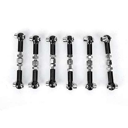 6Pcs Aluminum Alloy Adjustable RC Servo Linkages Turnbuckles Rods Set Compatible for 1/10 1/12 RC Car Buggy Truck in 5 Colors (Black) - color: Black