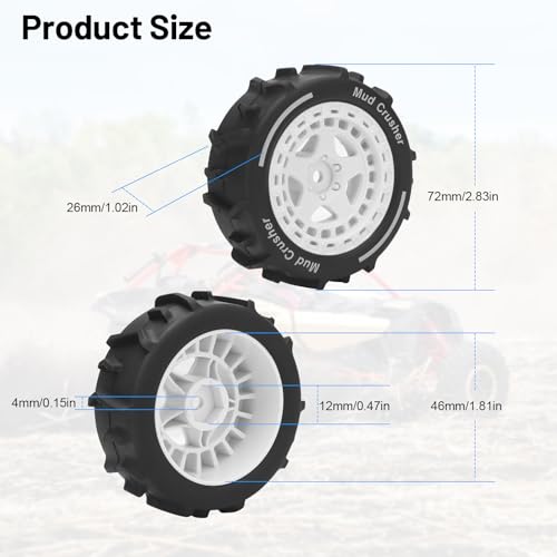 1/14 RC Wheels and Tires, daitoku 12mm Hex Hub RC Car Beach Tires for ARRMA 1/14 Typhon GROM - White - color: White