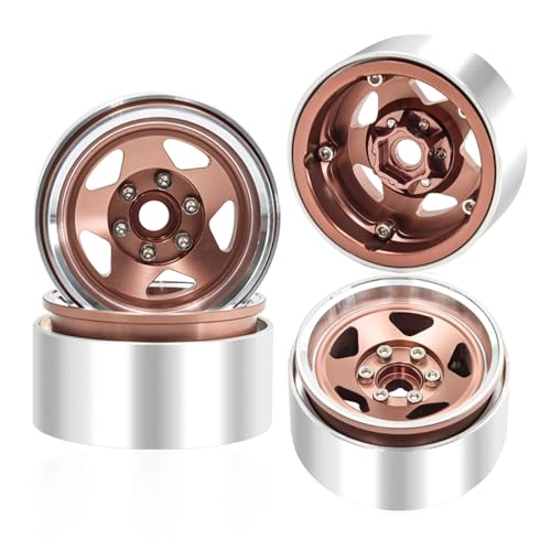 1.9 Beadlock Wheels, 4pcs Brown | Aluminum RC Rims Hub with Positive Offset 12mm Hex for 1/10 RC Crawler Axial SCX10 II III 90046 AXI03007 Traxxas TRX4 TRX6 - color: Five Models-brown