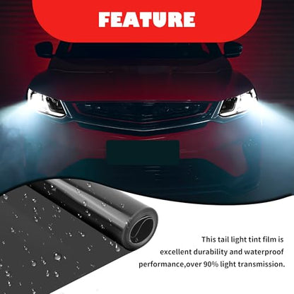 12×47 Inch Car Headlight Tint Film,Self-Adhesive Tail Light Tint Film Kit with Squeegee & Cutter,Universal Taillight Tints Films Automotive Exterior Accessories for Car Fog (Gloss Black) - color: Gloss Black