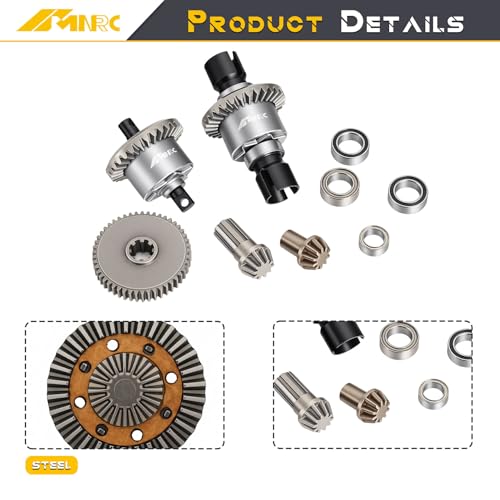 Alloy Front Rear Differential Diff & Main Spur Input Gear Kit for HyperGO 1/14 H14BM 14209 14210 Series Upgrades Part Titanium - color: Titanium