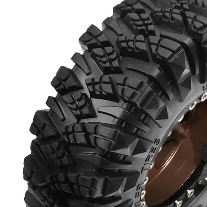 STMU Negative Offset 10.4mm 1.9 Beadlock Wheel Rims Aluminum and 1.9 RC Crawler Tires 4.33 Inch OD Foam Inserts for Traxxas TRX4 Axial SCX10 SCX10 II III RBX10 Redcat Gen 8 (Brown) - color: Brown