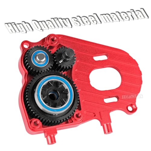 Aluminum Gearbox Complete Transmission Case w/Gear Upgrades Part for 1/10 SCX10-AXI03004 Capra 1.9 UTB RC Crawler Car,(Black-Red) - color: Black Red - (Gearbox)
