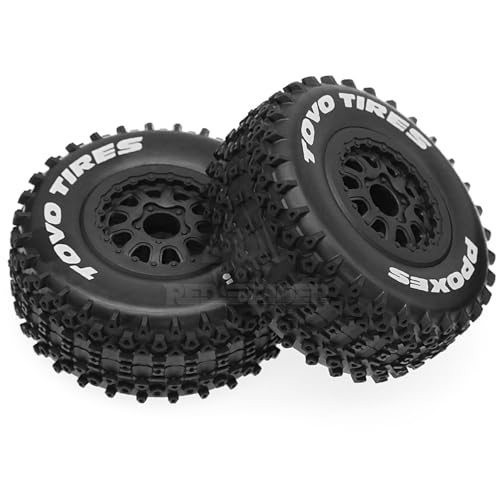 4PCS RC 1/10 Short Course Truck Wheels and Tires with 12mm Hex 1:10 Off Road Tyres for 1/10 RC Off-Road Car Traxxas TRX4 Slash Arrma Losi Tenacity Vkar 10sc Hpi RC Buggy Car (Type B)