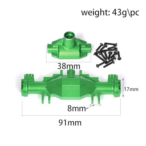 Aluminum Alloy Bridge Shell Cover RC Upgraded Parts for LOSI 1/18 Mini LMT 4X4 Brushed Monster Truck RTR-LOS01026 RC Car (Green) - color: Green
