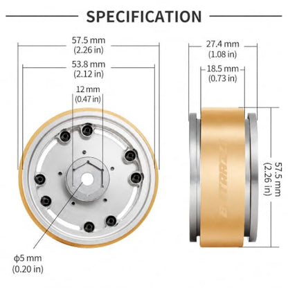 1.9" Aluminum Beadlock 4-Slot Road Wheels with Brass Weights for 1/10 RC Crawler Upgrade, Compatible with FMS FCX10, SCX10,TRX4,TRX6(2pcs) Black - color: Black