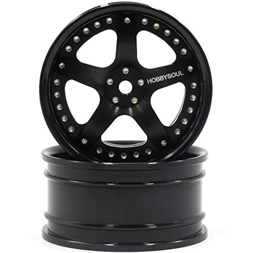 2pcs RC 1/10 Aluminum Alloy Wheel Rims Hex 12mm Adjustable Offset Black Color Fit 1:10 RC On Road Drift Touring Car Tires - color: Black