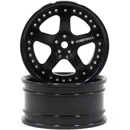 2pcs RC 1/10 Aluminum Alloy Wheel Rims Hex 12mm Adjustable Offset Black Color Fit 1:10 RC On Road Drift Touring Car Tires - color: Black