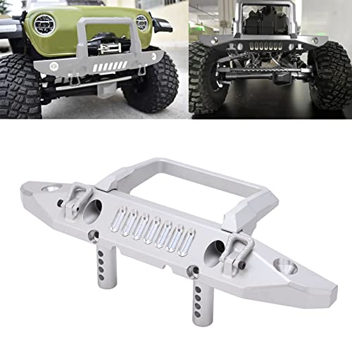 Front Bumper Aluminum Alloy Crawler Bumper RC Car Accessory with LED Light Hole for Axial 1/6 for SCX6 Car RC Car Upgrade Part (Silver) - color: Silver