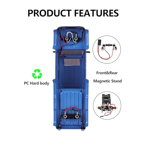 SCX24 Body 6x6 Conversion Kit PC Body with Lights Frame-Axle Assembly for Bronco JLU C10 Basecamp Axial SCX24 6×6 RC Crawler Upgrades - style: Blue