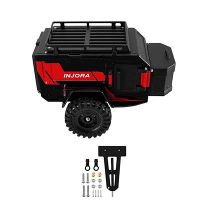 INJORA Off-Road Camping Trailer for 1/18 1/24 RC Crawlers TRX4M SCX24 Upgrade(Black Red) - color: Black Red